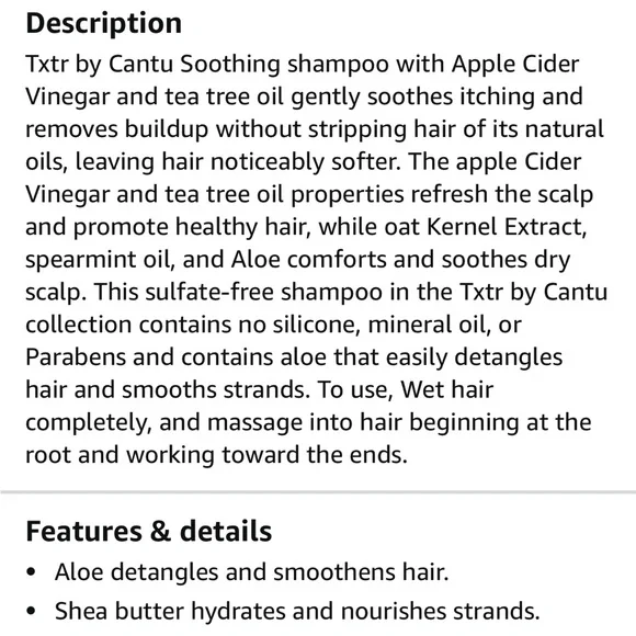 TXTR by CANTU Apple Cider Tea Tree Soothing Shampoo & Cleansing Shampoo - Picture 11 of 12